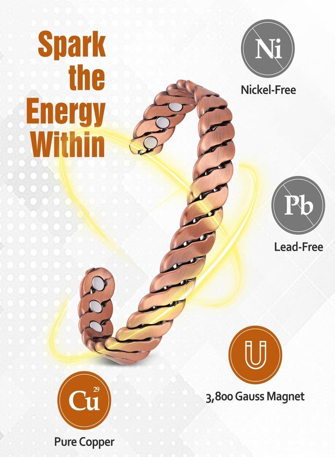 أساور جيكانوري النحاسية المغناطيسية للرجال والنساء - سوار نحاسي نقي فعال - أساور قابلة للتعديل - Image 2